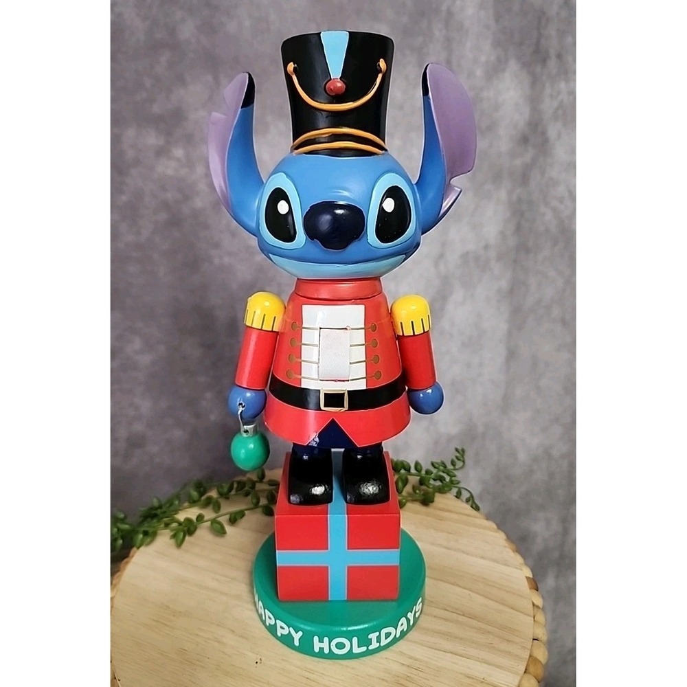 Disney Christmas Lilo STITCH Wood Nutcracker 11.5" Holiday Decor Tin Soldier NEW